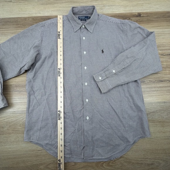 Polo Ralph Lauren Mini Hounds Tooth Shirt Men's Large Cotton Flannel Vintage 90s - Picture 7 of 8